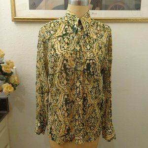 Men's Vintage Psychedelic Print Long Sleeve  Button Down Shirt